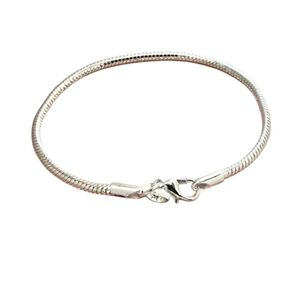 Elegant Silver Bracelet 3 MM Snake Bone Bracelet